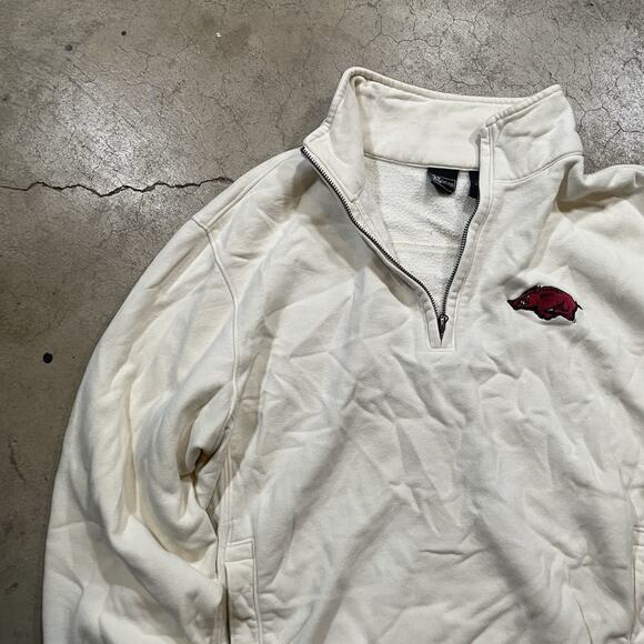 Arkansas Razorbacks Hoodie Mens Medium Tan College Football Quarter Zip - Picture 3 of 8